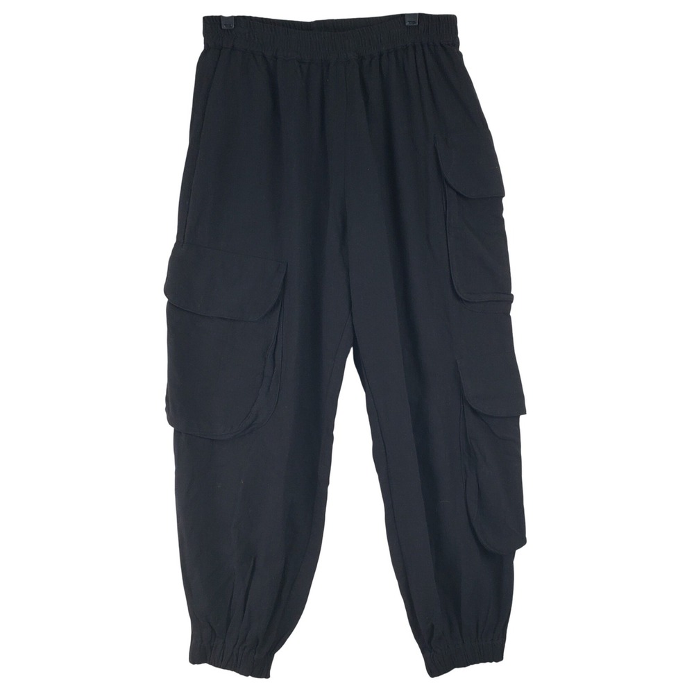 Zara Cargo Jogger Pants Women M Black Utility Streetwear Gorpcore Techwear